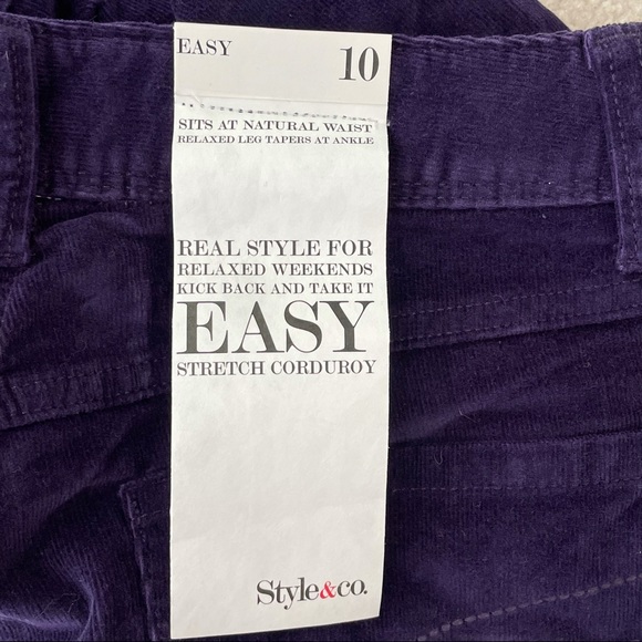 Style & Co. Relaxed Fit Stretch Corduroy Jeans - Purple - 10 NWT - Picture 8 of 9
